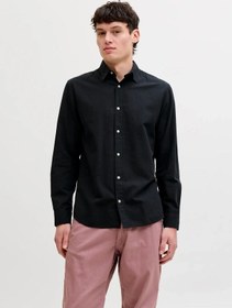 Resim Jack & Jones Erkek Uzun Kollu Siyah Gömlek - 12288595 Siyah 