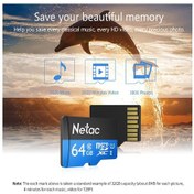 Resim Mufunye Netac P500 64gb Micro Sdxc Kart - Class 10, 90mb/s Hızlı Transfer, Suya Dayanıklı, Siyah-mavi 