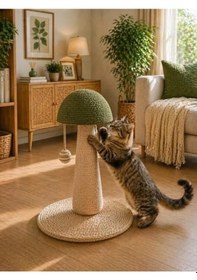 Resim Kedi Tırmalama Ve Oyuncak Standı, Yeşil Mantar Tasarımı 