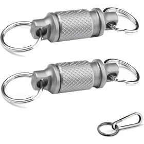Resim Quirky Quar Titanyum Karabin ve Keyrings ile Hızlı Serbest Bırakma Anahtarı Seti - Gelişmiş Titanyum Döner Klips 360 Derece Rotasyon (Yurt Dışından) 