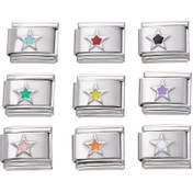 Resim 1 adet LuxeCraft Paslanmaz Çelik Pentagram Charm Link, 9x10mm, DIY Bileklik Takı Yapımı Aksesuarı, El Yapımı Bileklik Modülü 
