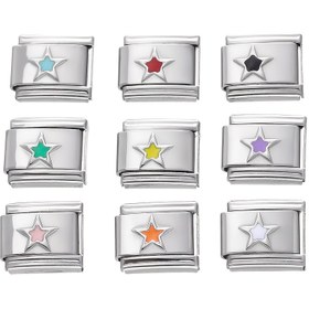 Resim 1 adet LuxeCraft Paslanmaz Çelik Pentagram Charm Link, 9x10mm, DIY Bileklik Takı Yapımı Aksesuarı, El Yapımı Bileklik Modülü 