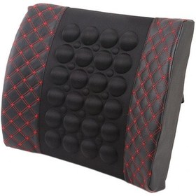 Resim Siyah, Kırmızı Araba Elektrikli Masaj Minderi Araç Koltuğu Sırt Bel Desteği Bel Yastığı Masajı 