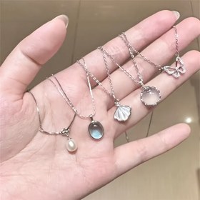 Resim 5 adet Yaz Ay Taşı Takı Seti - Vintage Bohemian Tarzı, Alaşım Ay Taşı Kolye, Günlük Giyim ve Hediyeler İçin Uygun, Lüks, Çok Fonksiyonlu Aksesuar. 