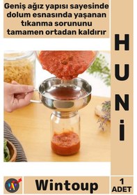 Resim Huni Mutfak Konserve Reçel Sos Dolum Sağlam Kaliteli Paslanmaz Çelik Geniş Ağızlı Kavanoz Hunisi 