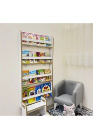 Resim Montessori Çocuk Kitaplığı 4 Raflı, Mdf Malzeme, Yuvarlatılmış Kenarlar, Modern Tasarım Beyaz 