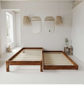 Resim Canvas Model Yavrulu Ceviz Renk Çam Ahşap Karyola-95 100 x 200 