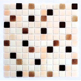 Resim MozaiKristaL Tüm Yüzeyler için 25x25mm Krem-Kahve Mix. 31.5x31.5cm Fileli Cam Mozaik. (5 File=0.5 m2 Fiyatıdır) 