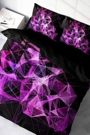 Resim MONOHOME Çift Kişilik 3D Digital Purple Diamonds Nevresim Takımı, Pamuk Saten, 200x220cm, monohome9253HF 