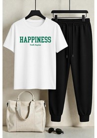 Resim Uyguntarz Unisex Happines 2'li Eşofman Takımı Beyaz 
