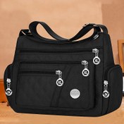 Resim Unisex Kare Çapraz Vücut Çantası, Erkek ve Kadınlar için Oxford Omuz Çantası, Moda Naylon Kanvas Tote Çanta, Ayarlanabilir Askı, Siyah, Günlük Tarz, Gezi İçin Çok Yönlü 