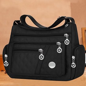Resim Unisex Kare Çapraz Vücut Çantası, Erkek ve Kadınlar için Oxford Omuz Çantası, Moda Naylon Kanvas Tote Çanta, Ayarlanabilir Askı, Siyah, Günlük Tarz, Gezi İçin Çok Yönlü 
