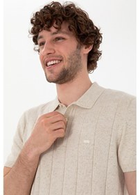 Resim U.S. Polo Assn. Erkek Slim Fit Polo Yaka Krem Triko Tişört 50302970-VR071 