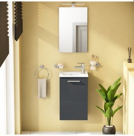 Resim VitrA Mia 69582 Banyo Dolabı Seti Parlak Antrasit 40 CM Antrasit 