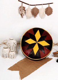 Resim Ottoman Pouffe İskandinav El Yapımı Hakiki Kuzu Derisi Bohem Bahçe Balkon Bungalov Puf Minder 60x30cm(DOLGULU) 