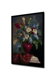 Resim Zarif Vazo Ve Calla Lilyum Buketi Yağlı Boya Görünümlü Ahşap Ev,antre,ofis Tablo Çerçeve Görünümlü--- 90 X 60 