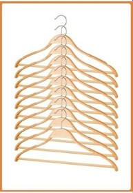 Resim Ezmk Ev Gereçleri Lüks Ahşap Bluz Askısı, Gömlek Askısı, Takım Elbise Askısı, Omuz Kauçuklu, Natural Renk, 44 Cm, 10 Adet 