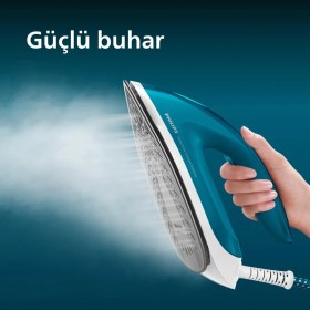 Resim Philips Kompakt Mavi Gövdeli Buhar Kazanlı Ütü, 6 Bar Basınç, 360 G Şok Buhar, 1,3 L Su Haznesi, Pratik Kullanım ve Güçlü Kırışıklık Açma Performansı Yoğun Ütü Temposunda Zamandan Tasarruf Isteyen 