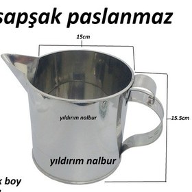 Resim Paslanmaz Şapşak 2.5 Lt Metal Maşrapa Büyük Boy Paslanmaz Çelik 
