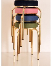 Resim 4 Lü Renkli Tay-4 Tüyü Altın Ahtapot Tabure Mutfak Taburesi 