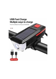 Resim Robesbon Solar Enerjili USB Şarjlı Bisiklet Ön Far ve Korna 