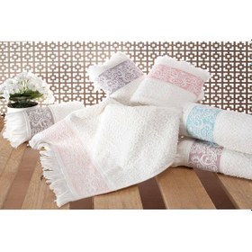 Resim 2'li Kabartma Bordürlü & Püsküllü Havlu Seti - %100 Pamuk El Havlusu - 50x85 Cm-turkuaz Turkuaz Turkuaz 