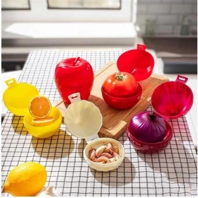 Resim AyrStore L-00393 5 Li Kilit Kapaklı Domates Soğan Limon Sarımsak Elma Sebze Saklama Kabı Seti 