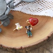 Resim Şirin Kalp Şeklinde Ayı Kulak Klipsi Çifti - Sevimli Asimetrik Tasarım, Hafif ve Çok Yönlü, Günlük Giyim, Günlük Giyim, Günlük Giyim | Eğlenceli Tasarım | Dayanıklı Klipsler, Ayı Aksesuarları 