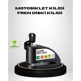 Resim Titreşim Sensörlü Alarmlı Motosiklet Disk Kilidi 14MM Çelik Çift Kilitleme - 3038-6184 