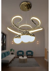 Resim Dron 3 Toplu Led Avize - - Kumandalı / Gold Gold 