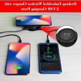 Resim Willowhaven 10w Masaüstü Qi Kablosuz Şarj Cihazı, 2 Usb, Siyah, İphone, Samsung, Huawei Uyumlu 