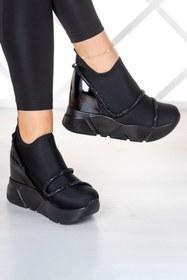 Resim Erkan Saçmacı Barbara Siyah Streç Gizli Dolgu Spor Ayakkabı 