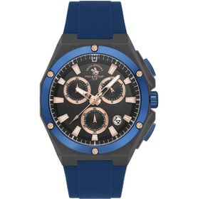 Resim Santa Barbara Polo Racquet Club Sb.1.10578-3 Silikon Kordonlu Tüm Fonksiyonları Aktif Suya Dayanıklı Lacivert Erkek Kol Saati Füme 