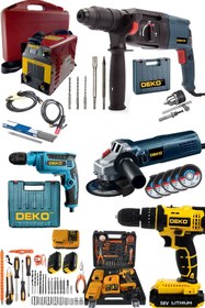 Resim DEKO TURKEY 5'li Süper Usta Işi Atölye Seti 200a Dijital Invertör Kaynak Makinesi + Matkap Avuç Taşlama Kırıcı 