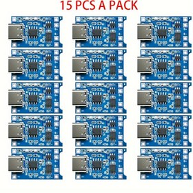 Resim 15 adet 5V 1A TP4056 Şarj Modülü Tip-C USB 18650 Lityum Pil Şarj Cihazı Kartı Koruma ile 