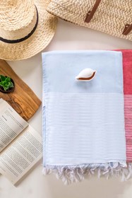 Resim Deep Çizgili Pamuk Peştemal Mavi 