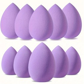 Resim 10 Adet Ultra Yumuşak Mor Makyaj Süngerleri - Kusursuz Fondöten, Kapatıcı, Pudra & Losyon Uygulaması için Profesyonel Güzellik Blenderları, Hipoalerjenik Hidrofilik Poliüretan Malzeme, Karıştırma için Makyaj Süngerleri 