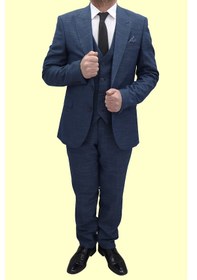 Resim Duayen Dmctekstil Erkek Duayen-047 Kırçıllı Desenli İtalyan Kesim Dar Kalıp Çift Düğmeli Yelekli Takım Elbise Parlament 
