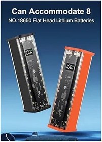 Resim Greethga 8 yuva 18650 güç bankası kutusu DIY güç bankası çantası hızlı şarj cihazı dijital ekran, büyük kapasiteli pil depolama, siyah 