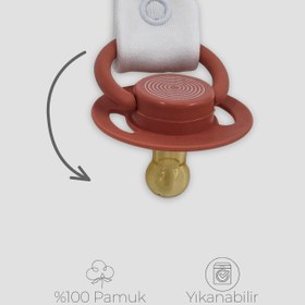 Resim İsme Özel Emzik Tutuculu Önlük %100 Pamuklu Ekru - Standart 22x16 Cm 