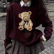 Resim Kadınlar İçin Şık Kazak - Sevimli Ayı Grafikli Uzun Kollu Yuvarlak Yaka Kazak, Kadınlar İçin Yumuşak Günlük Şık Kazak, Ofis, Parti, Günlük Kombinler - Şık Kadın Giyim, Sevimli Kazak, Parti Kıyafeti, Ofis Giyimi, Rahat Kumaş, Moda Tutkunları 