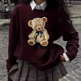 Resim Kadınlar İçin Şık Kazak - Sevimli Ayı Grafikli Uzun Kollu Yuvarlak Yaka Kazak, Kadınlar İçin Yumuşak Günlük Şık Kazak, Ofis, Parti, Günlük Kombinler - Şık Kadın Giyim, Sevimli Kazak, Parti Kıyafeti, Ofis Giyimi, Rahat Kumaş, Moda Tutkunları 