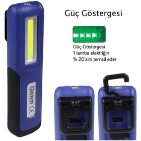 Resim Arm Esen99 Şarjlı Led El Lambası Mıknatıslı Fener 3W 240Lumen N11.1656 Mavi 