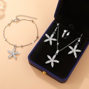 Resim 5 parça/Set Lüks Takı Seti, Çiçekli Kolye, Bilezik Küpe ve Yüzükler, Basit Moda Tarzı, Ona/Anneye Mükemmel Hediye 