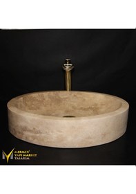 Resim Traverten Oval Tasarım Lavabo 