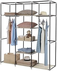 Resim SONGMICS Katlanır Kumaş Elbise Dolabı, 175x150x45 CM, Bej, RYG12M 