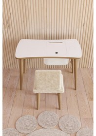 Resim Fahrettin Küçük Montessori Çocuk Masası Oyun Masası Aktivite Masası Çalışma Masası -1 Adet Beyaz Welsoft Sandalyeli Beyaz 