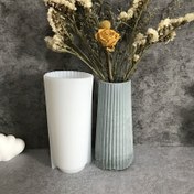 Resim Alçı ve Beton için Büyük Çizgili Silikon Vazo Kalıbı - Dayanıklı, Kolay Çıkartma için Esnek Tasarım, DIY Ev Dekorasyonu ve El Sanatları Projeleri için İdeal, El Sanatları için Kalıp Silikon 