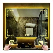 Resim Dnr-Mirror60xDnr-Mirror 80 cm Günışığı Ledli Tasarım Kumlamalı Dokunmatik Tuşlu Buğu Önleyicili Banyo Aynası 