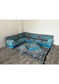Resim Coton Şark Köşesi 20cm Yükseklikte Minder Takımı Turkuaz 